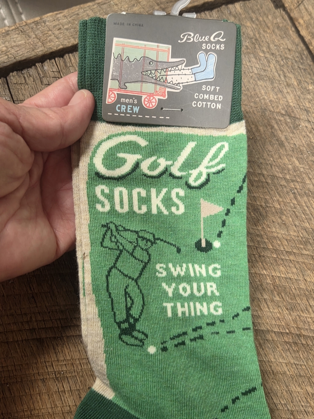 Blue Q Men's Green 'Golf Socks - Swing Your Thing' Bin 1H